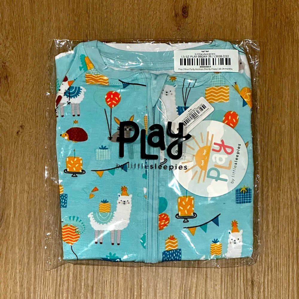 Blue Party Animals Shorty Romper - 18-24 months